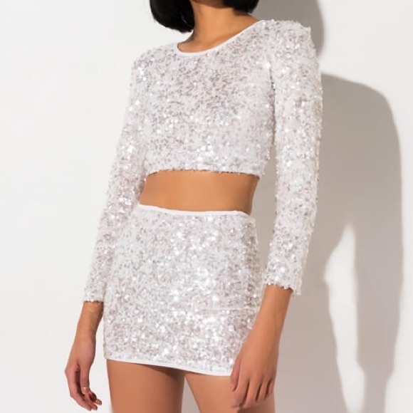 AKIRA Dresses & Skirts - Akira White Sequin Two Piece Set Bundle
